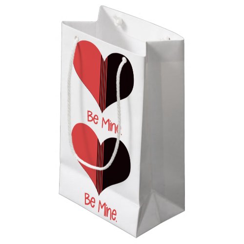 Be Mine Duo_Tone Red Black White Heart Small Gift Bag