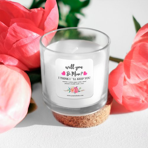 Be Mine  Floral Candle Label