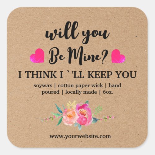 Be Mine  Floral Candle Label