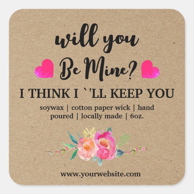 Be Mine | Floral Candle Label (Front)