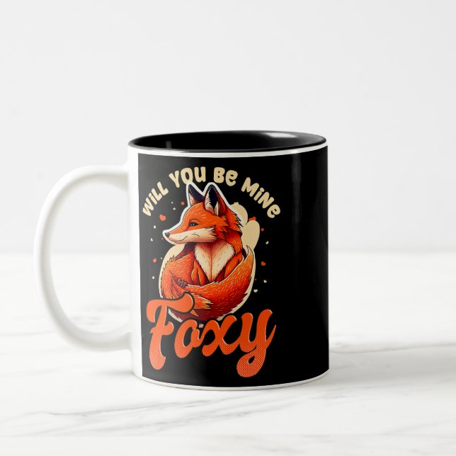 Be Mine Foxy Design Fox Valentine 177 Two-Tone Coffee Mug (Left)