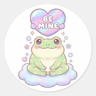 Be Mine Frog Sticker Cute Frog Holding Heart Roman
