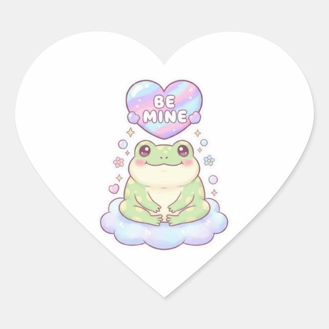 Be Mine Frog Sticker Cute Frog Holding Heart Roman (Front)