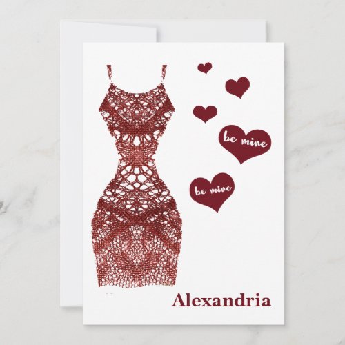 Be Mine Funny Valentines Burgundy Lace Bridesmaid Holiday Card