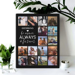Be Mine Gift | Couple Photo Collage Plaque<br><div class="desc">Personalized memories picture plaque featuring a black background that can be changed to any color,  16 photos of your choice,  your name,  a white heart symbol,  and the sweet text that reads "be mine,  always & forever".</div>