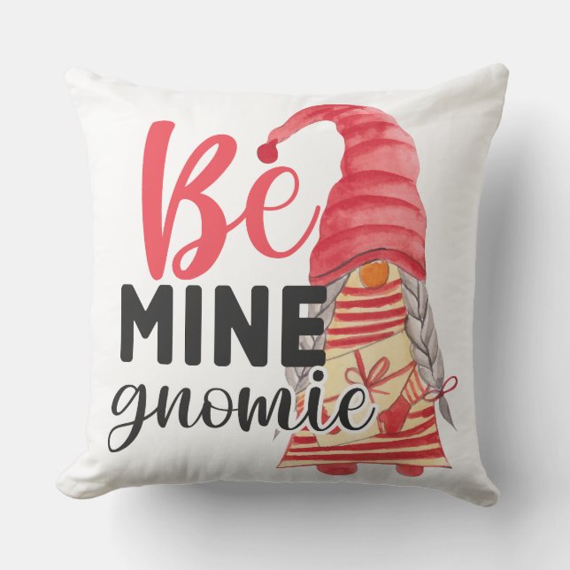 Be Mine Gnomie Throw Pillow (Front)