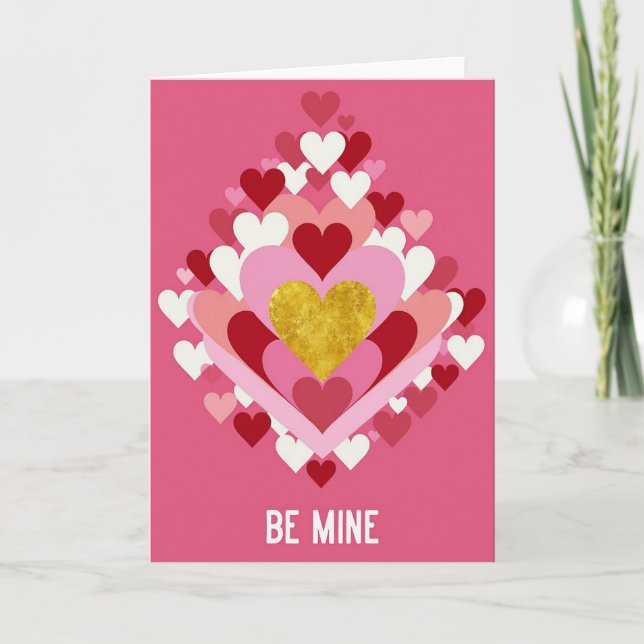 Be Mine Golden Heart Love Card (Front)