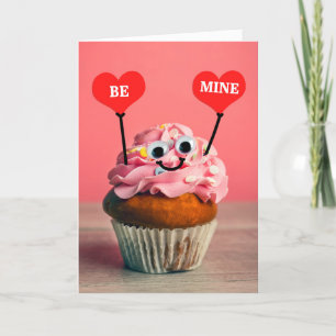 Be Mine Happy Valentines Day Cute Cupcake Holiday Card