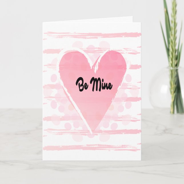 "Be Mine!" - Happy Valentine's Day Watercolor Holiday Card (Front)
