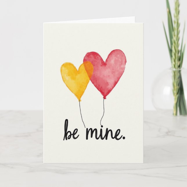 Be Mine Heart Balloons Love Card (Front)