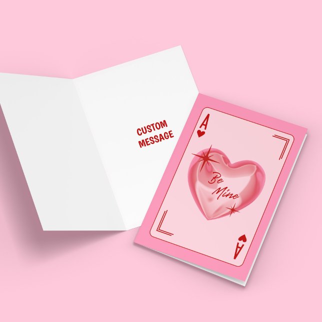 Be Mine Heart Custom Greeting Card (Be Mine Heart Playing Card Greeting Card)