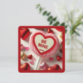 BE MINE HEART LOLLYPOP & CANDY VALENTINE HOLIDAY CARD (Standing Front)