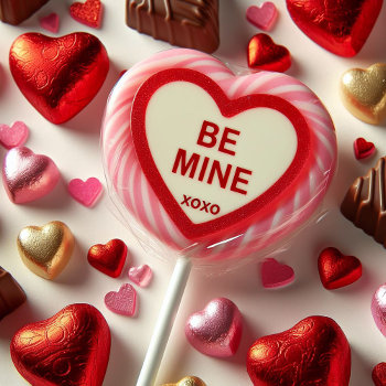 Be Mine Heart Lollypop & Candy Valentine Holiday Card by HolidayCreations at Zazzle