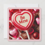 BE MINE HEART LOLLYPOP VALENTINE HOLIDAY CARD (Front)