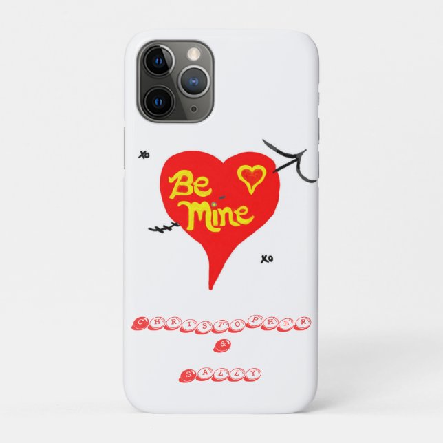 Be Mine Heart on Galaxy CUSTOMIZE NAMES Case-Mate iPhone Case (Back)