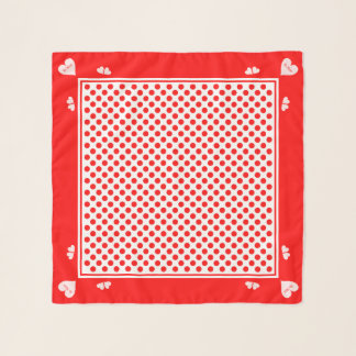 Be Mine Heart Polka Dots Red Pink Scarf