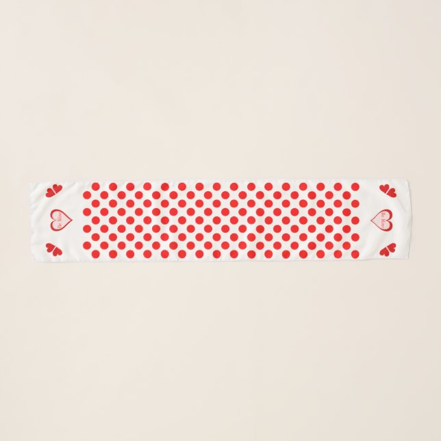 Be Mine Heart Polka Dots Red Pink Scarf (Front (Horizontal))