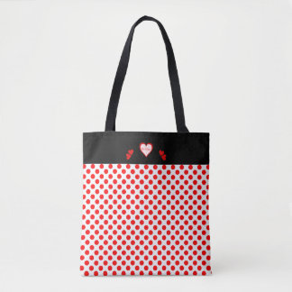 Be Mine Heart Polka Dots Red Pink Tote Bag