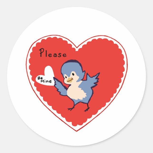 Be Mine Heart Valentine Classic Round Sticker (Front)