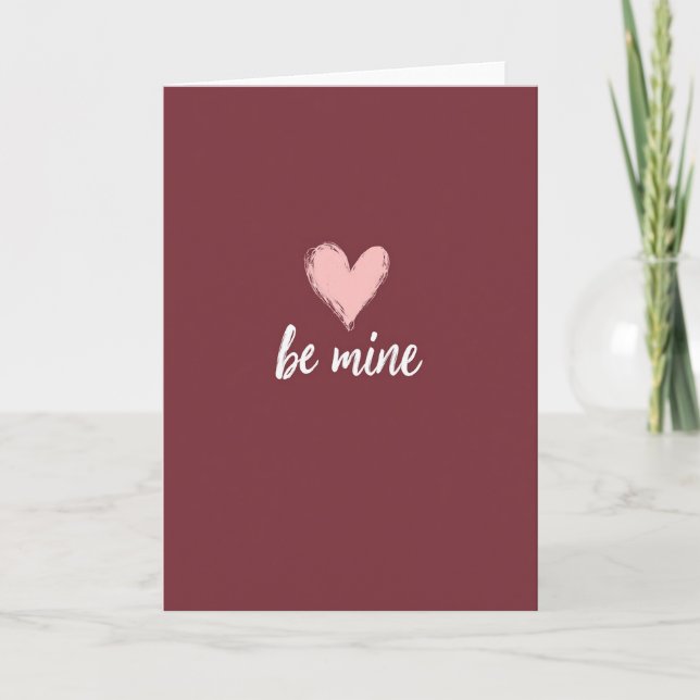 Be Mine Heartfelt Maroon Card (Front)