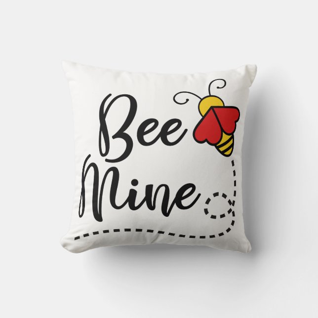 Be Mine / Hearts Love Bee Throw Pillow (Front)