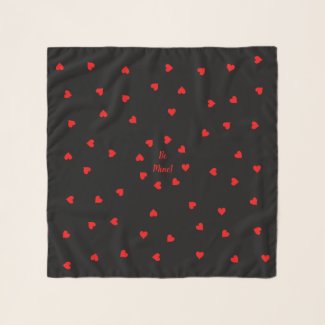 Be Mine! Hearts Red & Black Chiffon Scarf