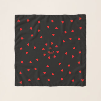 Be Mine! Hearts Red & Black Chiffon Scarf