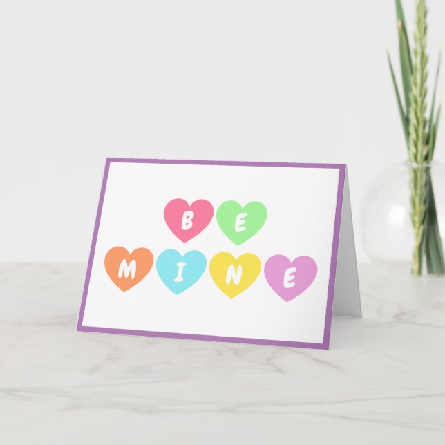 Be Mine Hearts Valentine’s Day Blank Folded Card (Front)