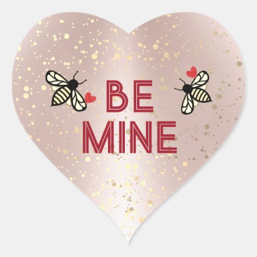 BE MINE Little Honeybees Pink Heart Valentine Love Heart Sticker