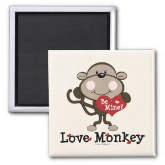 Be Mine Love Monkey Valentine's Day Magnet magnet