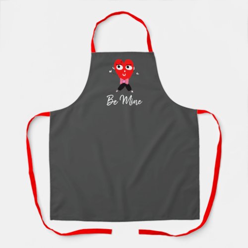 Be Mine Mens Funny Valentines Day Heart Apron