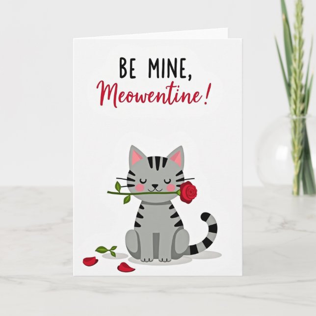 Be Mine Meowentine Cat Card (Front)