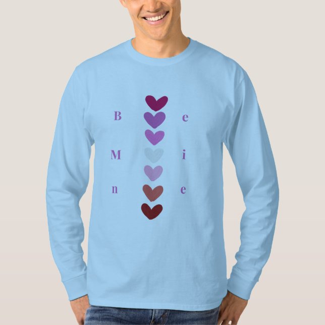 Be Mine Minimal Heart Stack Valentine T-Shirt (Front)