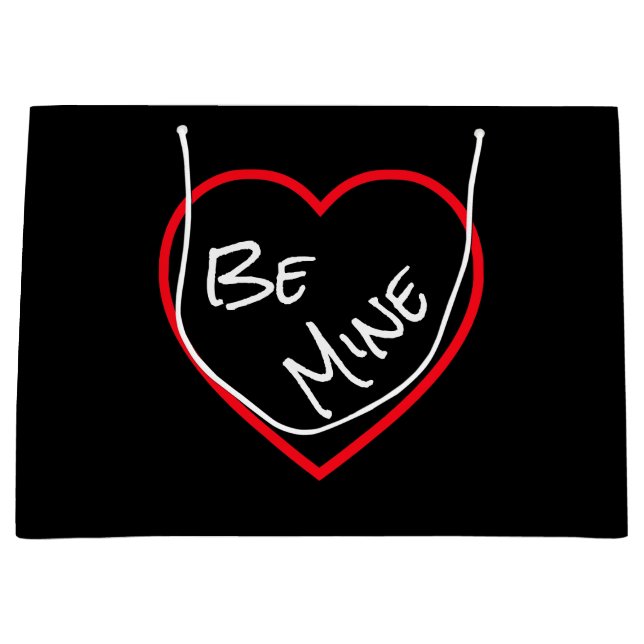 Be Mine Minimalist Red Heart Valentine's Day Large Gift Bag (Front)