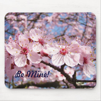 Be Mine! mousepad Pink Spring Blossoms Valentines