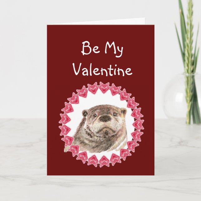 Be Mine or I'll be Sad cute Otter Valentine Holiday Card (Front)