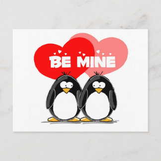 Be Mine Penguins Postcard