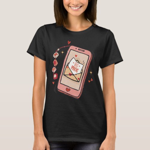 Be Mine Phone Retro Valentines Day Cute T_Shirt