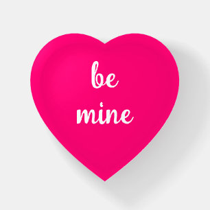 Be Mine Pink Heart Valentine Paperweight