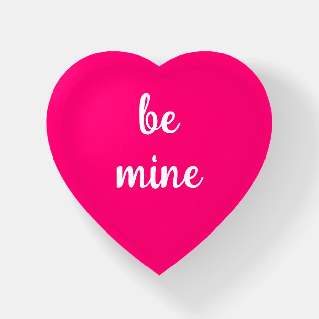 Be Mine Pink Heart Valentine Paperweight (Front)
