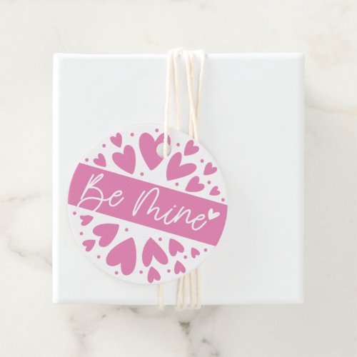 Be Mine Pink Hearts Valentine Favor Tags