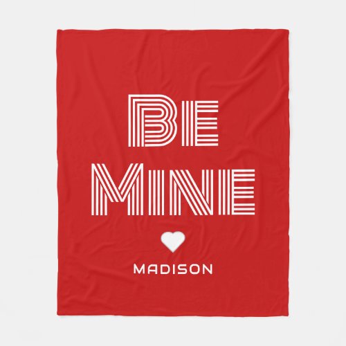 Be Mine Red Groovy Valentines Personalized Fleece Blanket