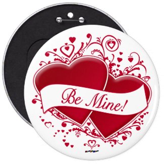 Be Mine! Red Hearts Buttons