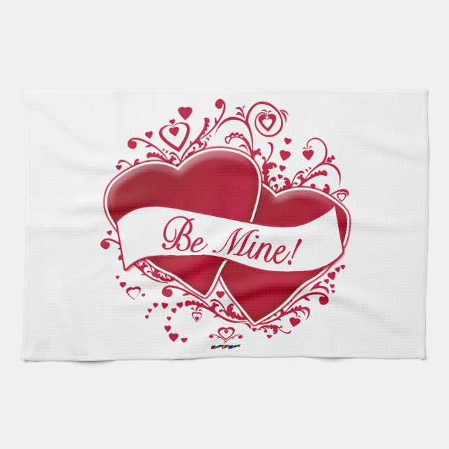 Be Mine! Red Hearts Towel (Horizontal)