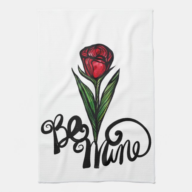 Be Mine Red Rose Valentine                         Kitchen Towel (Vertical)