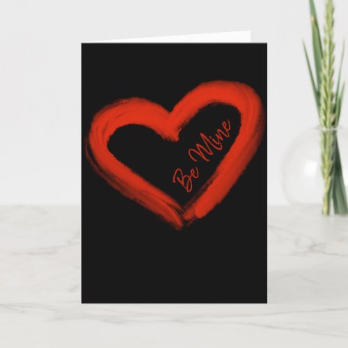 Be Mine Red Valentines Heart on Black Holiday Card
