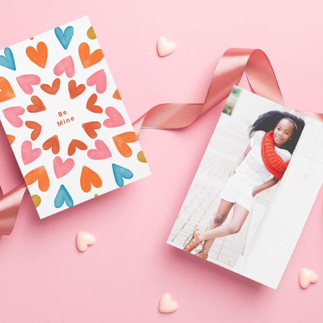 Be Mine Retro Hearts Classroom Valentine Invitation (Creator Uploaded)