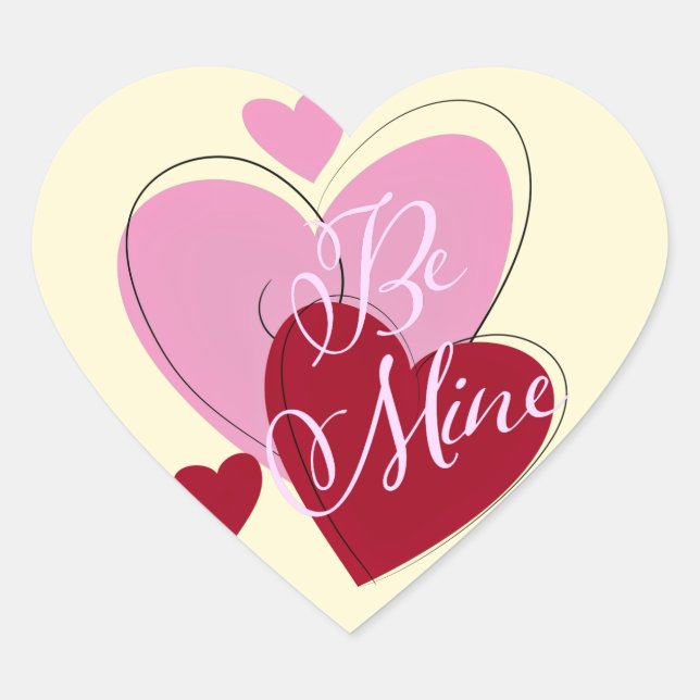Be Mine Romantic Valentine Heart Shape Sticker (Front)