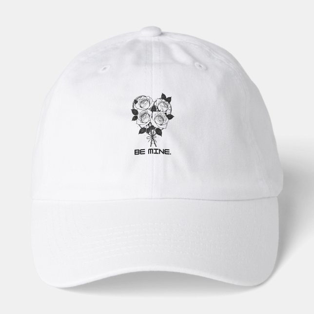 Be Mine Rose T-Shirt | Minimalist Intricate Floral Hat (Front)