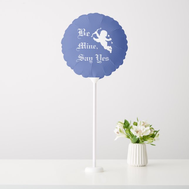 Be Mine, Say Yes Blue Personalized Valentine Balloon (In SItu)